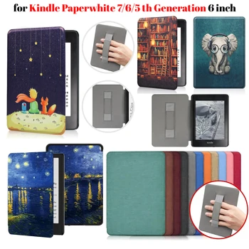 Per Kindle Paperwhite 7th 6th 5th Generation Custodia in pelle PU da 6 pollici con cinturino da polso DP75SDI EY21 Paperwhite 3 2 1 Cover 1