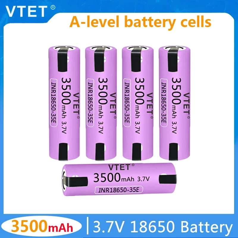 VTET 2024 Новый 35E 18650 3500 мА/ч перезаряжаемый аккумулятор высокой мощности разряд, 30a ток высокого тока + никель DIY