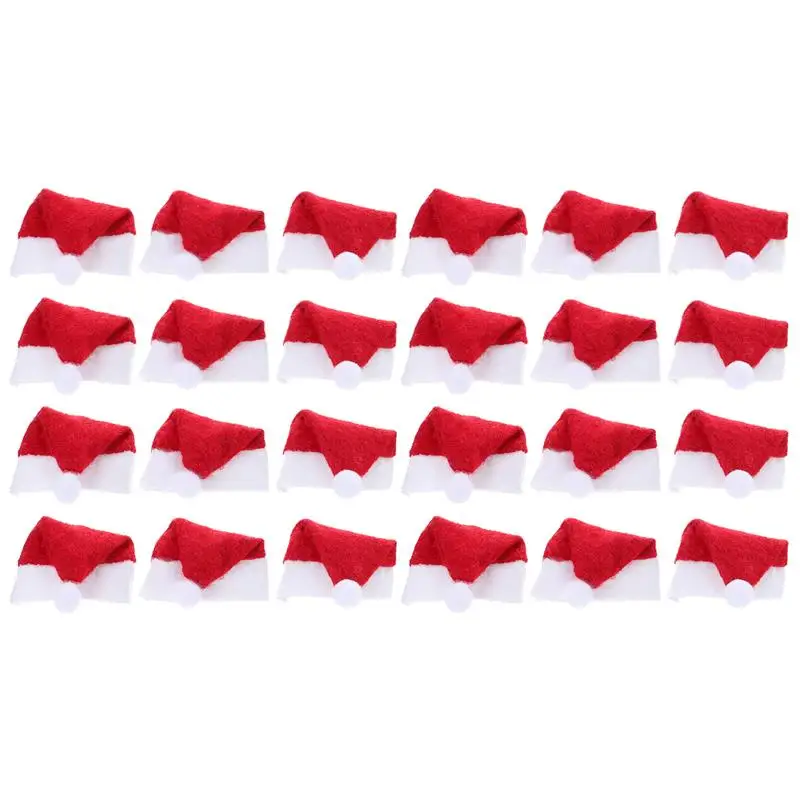 Lollipop Christmas Hat Small Mini Candy Santa Claus Caps 24pcs Party Accessories Christmas Decorations Lollipop Santa Hats