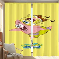Home Interior Kitchen Curtains for Living Room 2 Pieces Blackout Curtains Door Curtain S-spongeBobs Bedroom Decoration Partition 1