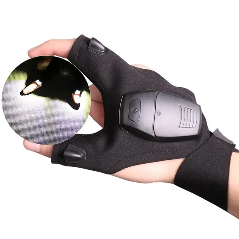 Rechargeable Led Flashlight Glove Gift for Dad Boyfriend Husband Lights Car Guy Cool Gadgets Tools for Fishing Camping Repair Fingerless Gloves Gym Gloves Compression Gloves