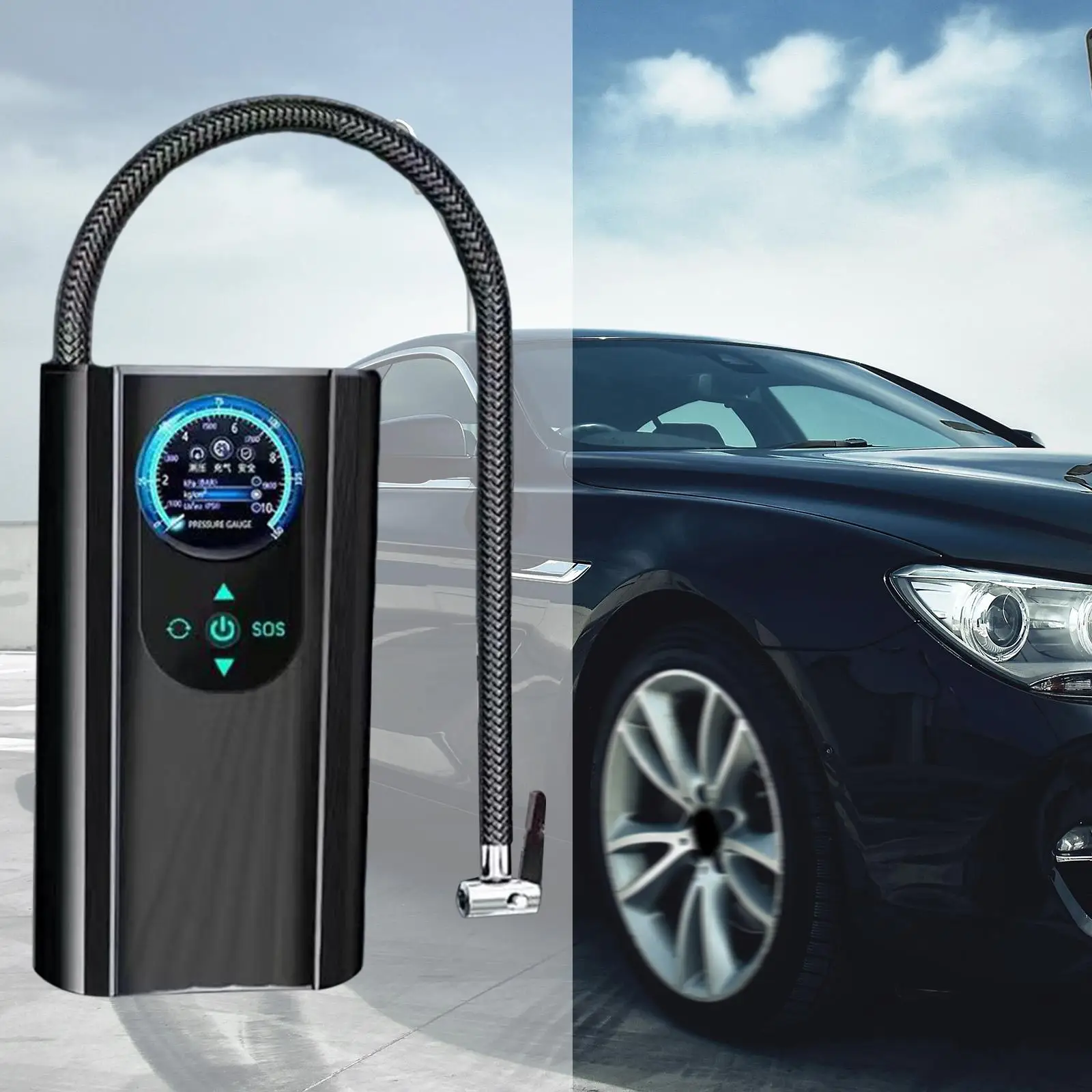 Portable Air Compressor Auto Accessories with Pressure Gauge Fast Mini Bike Pump