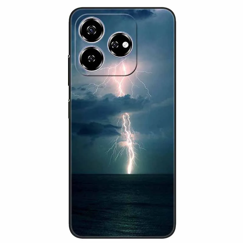 Stylish Black TPU Soft Silicone Phone Cover with Artistic Design