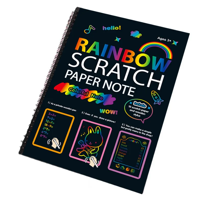 Libro da grattare colorato fai-da-te per bambini, carta da grattare colorata per festival di feste di compleanno - immagine 5