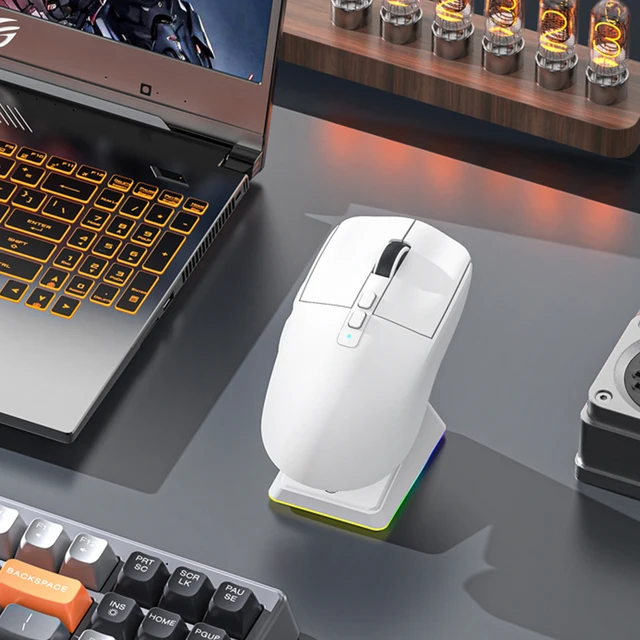 X6 Ergonomic Mouse 26000DPI 2.4G/Wired/Bluetooth-Compatible Compact Mouse with RGB Charging Base for ESports Gaming Office 4