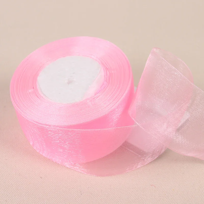 Elegant Black & Transparent Organza Ribbons for DIY Crafts & Event Decor - 50 Yards