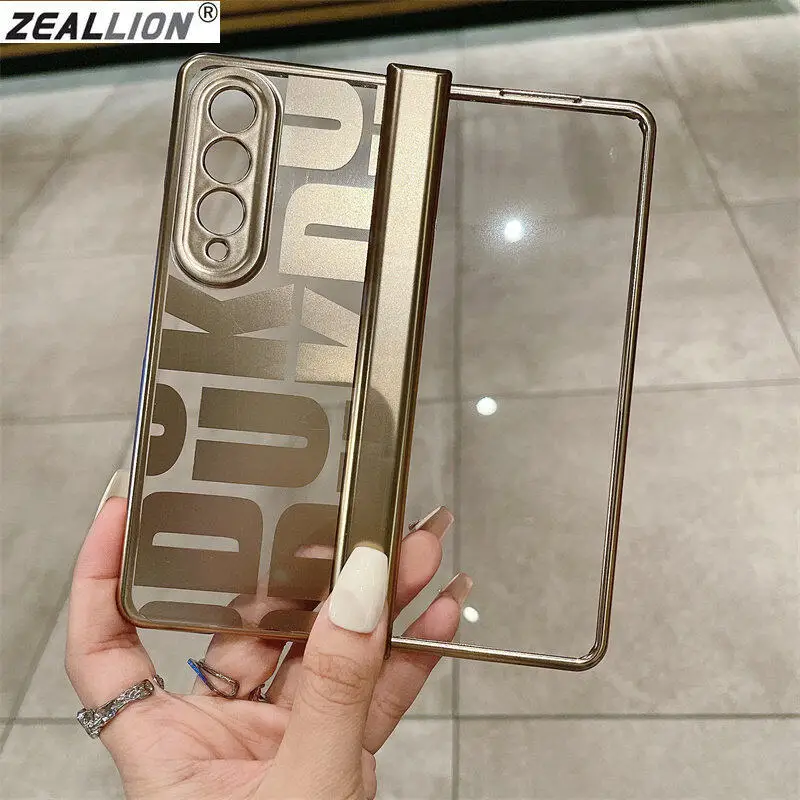 Custodia Per Telefono Per [Samsung Galaxy Z Fold4 Fold3 Fold2] Custodia Protettiva Antiurto Con Motivo A Lettera Trasparente Di Moda