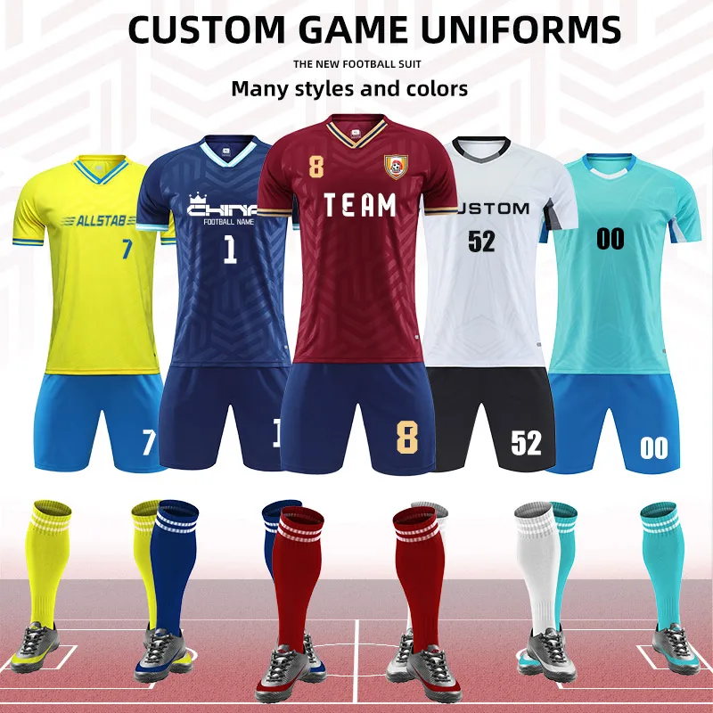 

Men Women Customize New Jerseys Adults Kids Football Uniforms Shirts Futsal Sportswear Kit Training Tracksuit Child Sports Suit