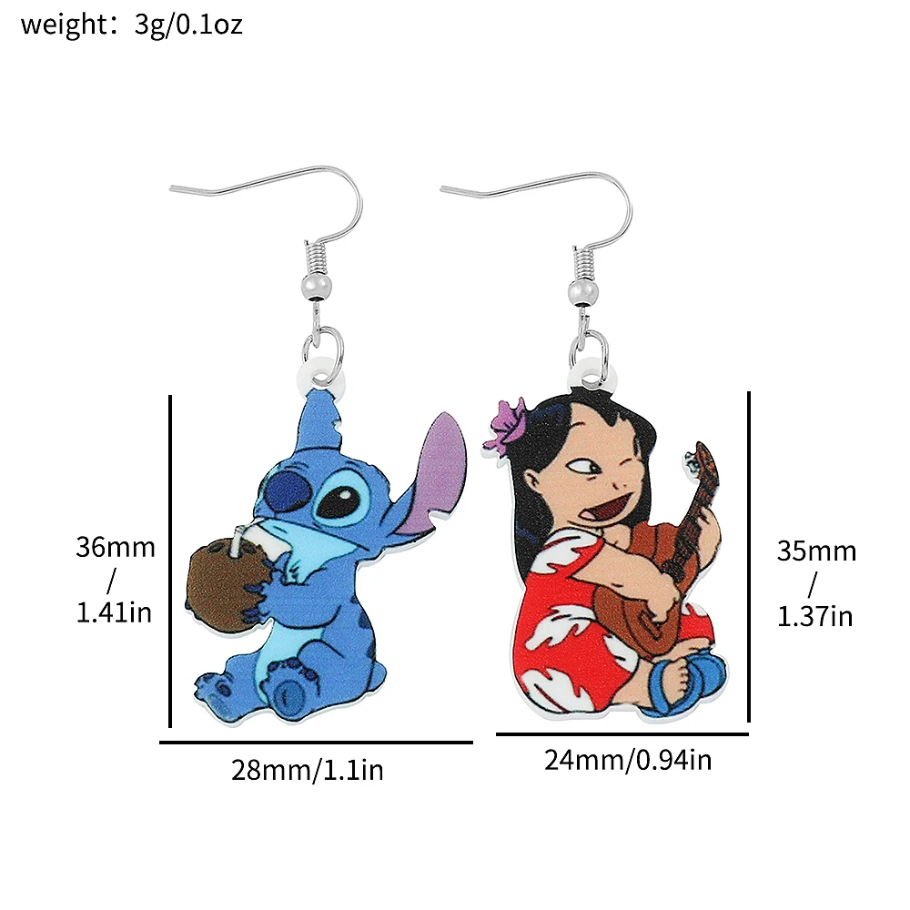 Lilo & Stitch Acrylic Earrings Pendant Ear Drop Christmas Jewelry