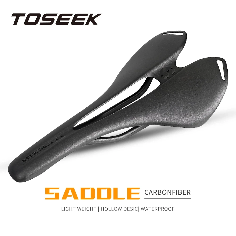 

TOSEEK Black Grey Silver Matte Carbon Fiber Saddle Bicycle Road MTB Bike Saddle Seat Cycling Cushion 275*140mm