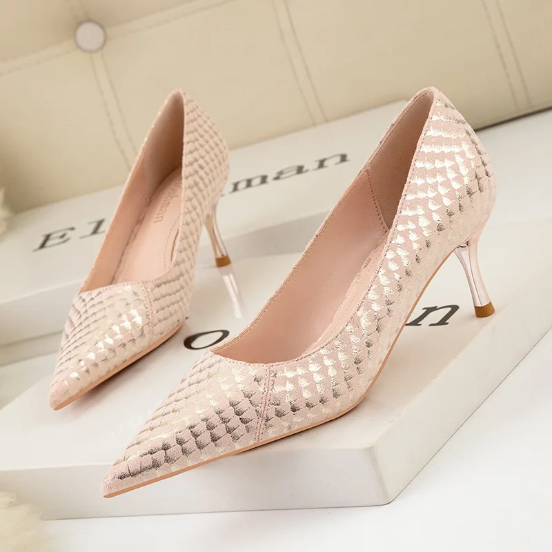

Fashion Shallow Women Pumps 6cm High Heels Black Pink Shoes Spring Pointy Toe Female Bride Party Shoes Lady Office Size 41