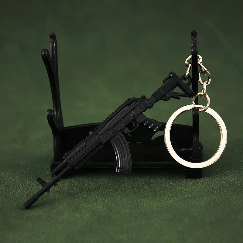 PUBG Gun Keychain Metal Mini M762 Weapon Model CS GO M1896 P911 M416 98K M24 Alloy Key Chain Fans Collectible Jewelry Wholesale