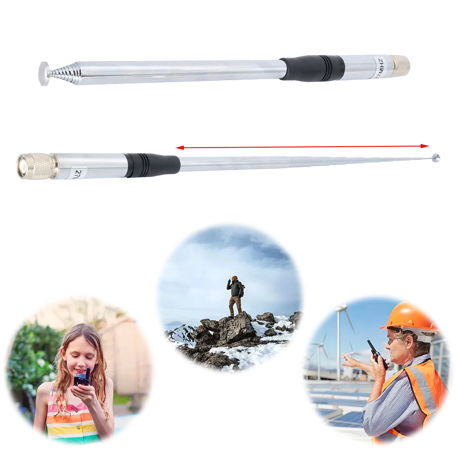 27Mhz 9-Inch To 51-inch Telescopic/Rod Antennas TNC Connector Aerial Telescopic Antenna for CB Handheld/Portable Radio
