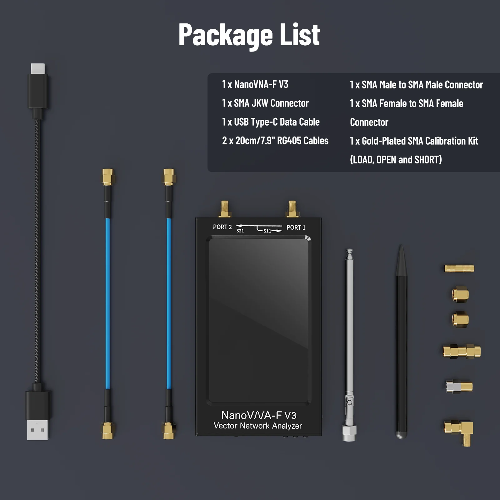 Nanovna-fベクトルネットワークアナライザー、v2、v3、50khz、3ghz