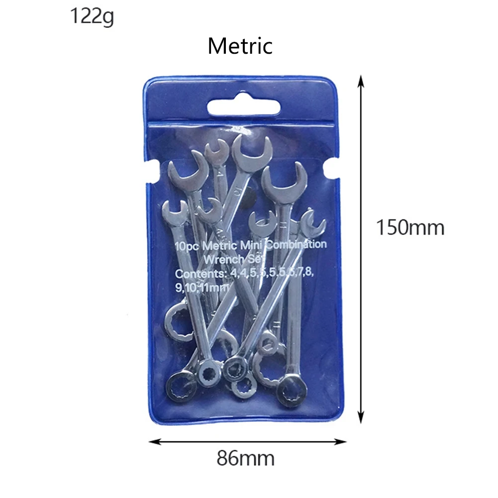 10pcs Mini Spanner Wrenches Set Hand Tool Key Ring Spanner Explosion-proof Pocket British/Metric Type Wrenches 4