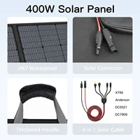 MHPOWOS 400W 220W 110W Panneau solaire portable léger, panneau solaire pliable pour les activités de plein air, étanche IP67 pour camping-car 6
