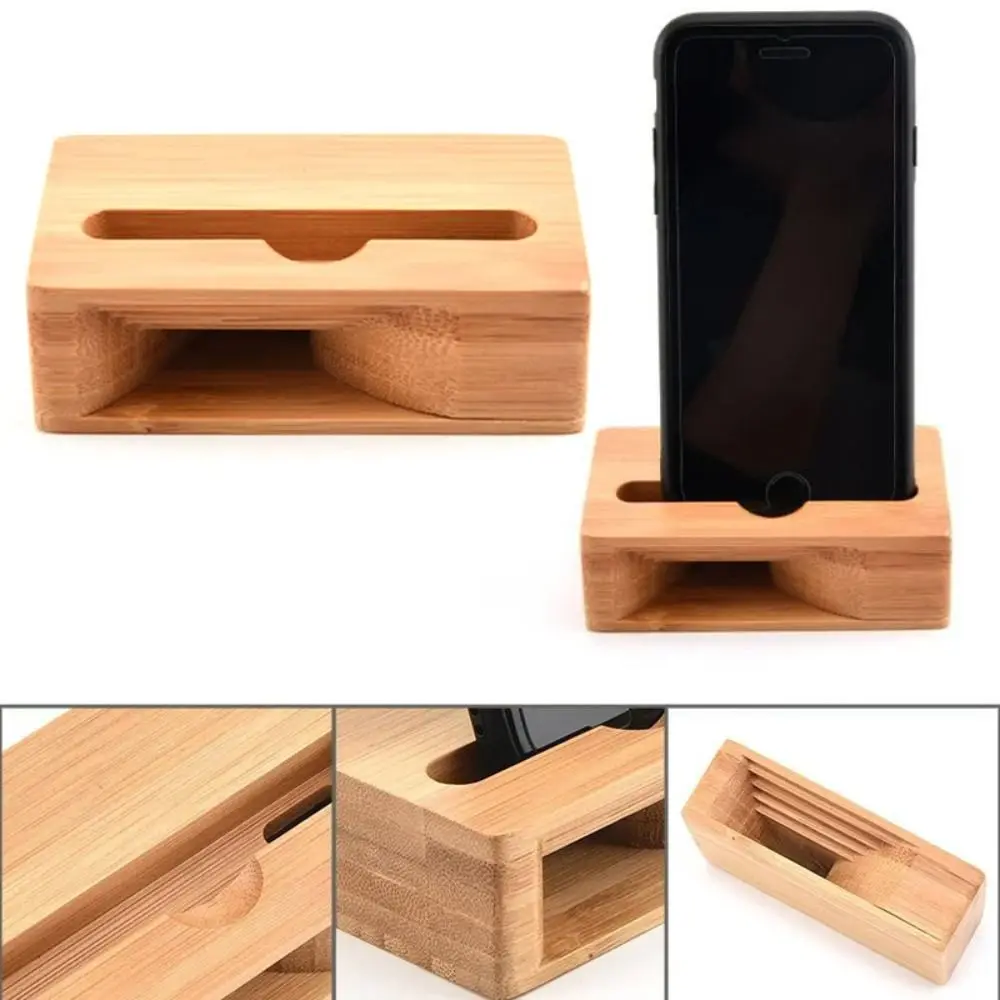 【The-Best】 Bamboo Sound Amplifier Speaker Wooden Holders Wood Desktop ...