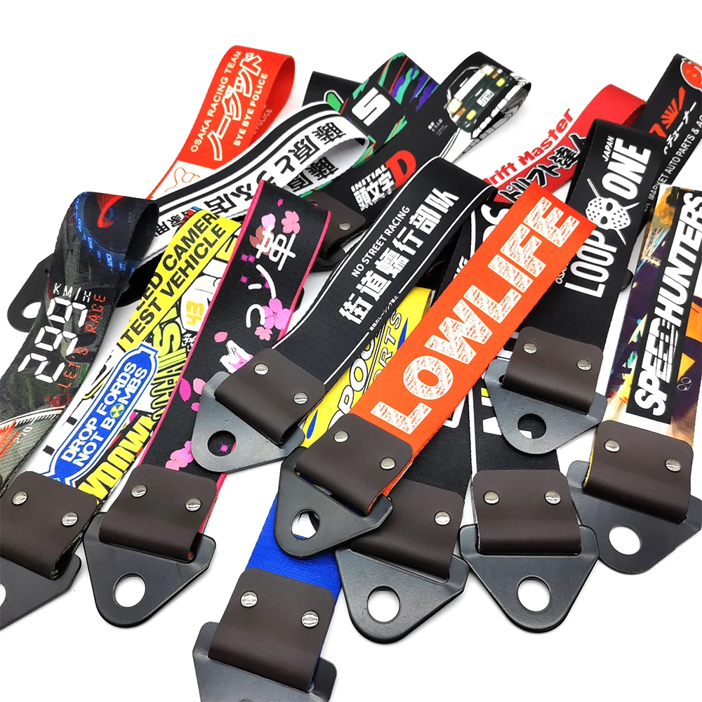 JDM Racing Culture Car Pendant Tow Strap Belt Tow Rope Ribbon Trailer Rope Bumper Towing Strap FOR NOS HKS Initial D Accessories 2