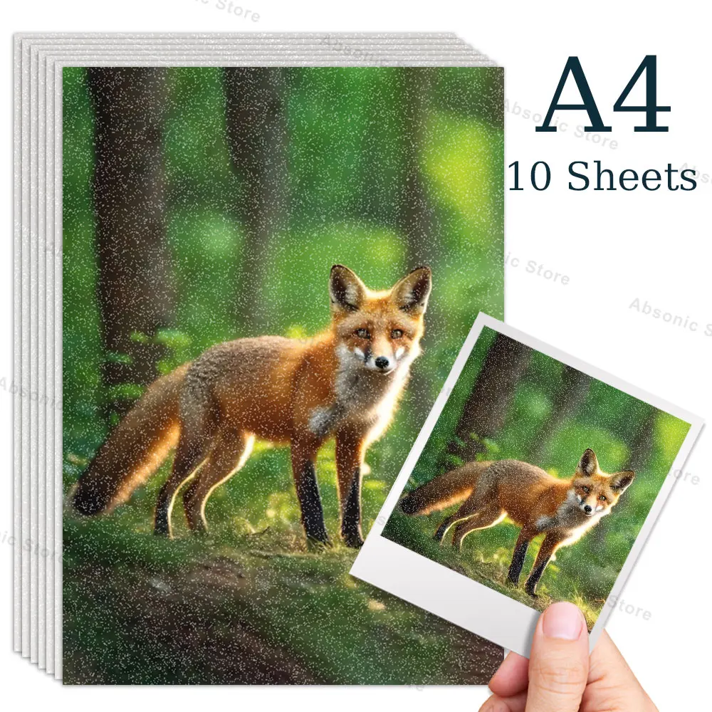 Holographic Lamination Film Sticker A4 Adhesive Transparent Broken Glass Stars Circle Dot Cold Laminating Film Paper 10 Sheets