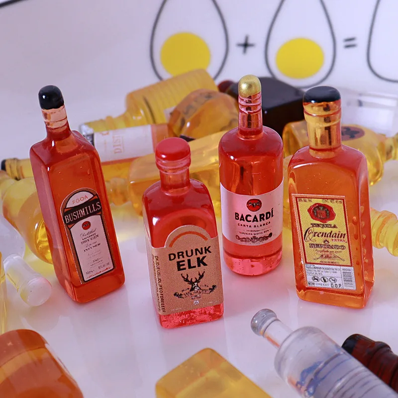 10pcs Miniature Dollhouse Bottle of Water Model Foreign Wine Bottle Drinks Mini Play Kitchen for Doll Food Toy Accessories Gift 4
