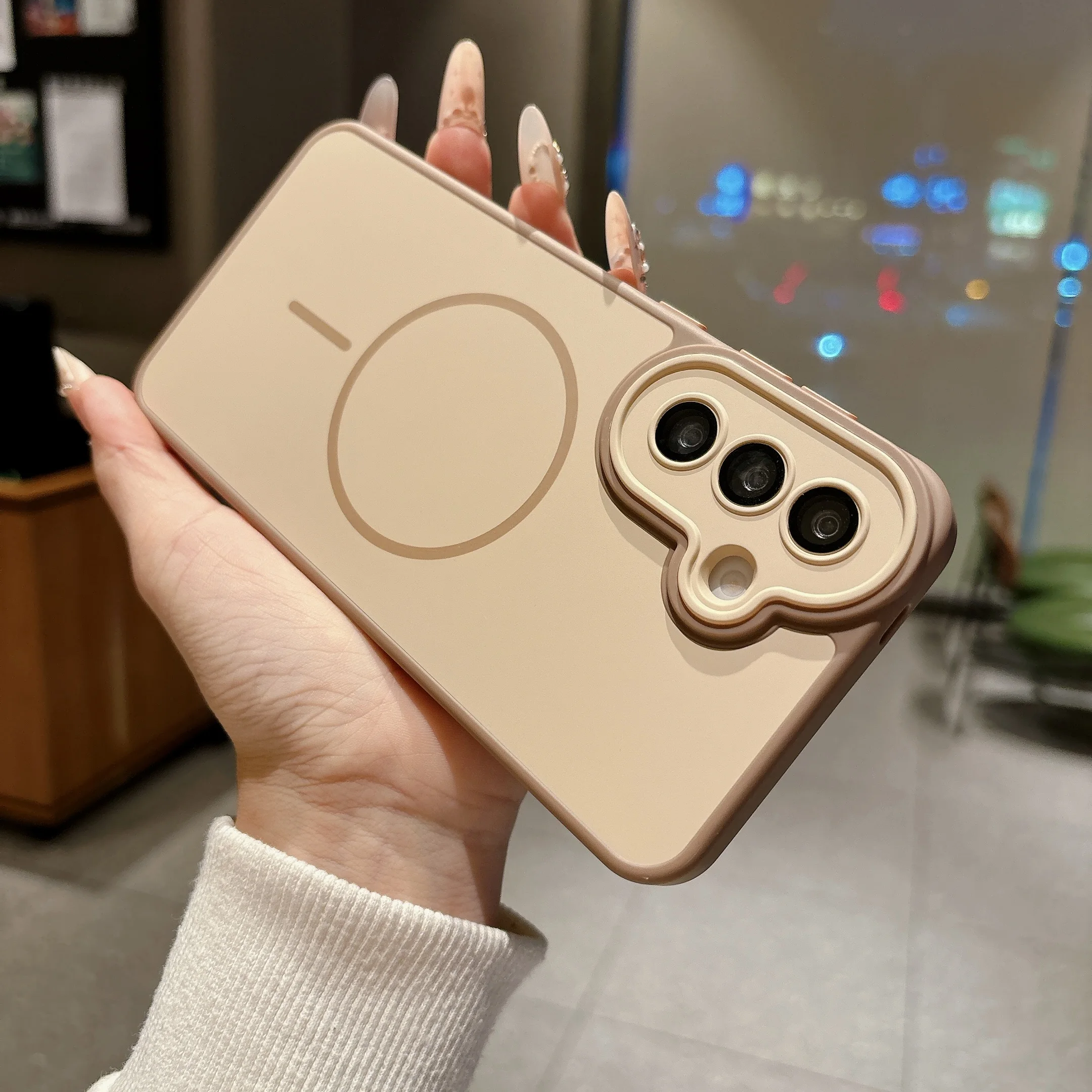 Solid Color Magnetic Charging Shockproof Phone Case with Camera Protection