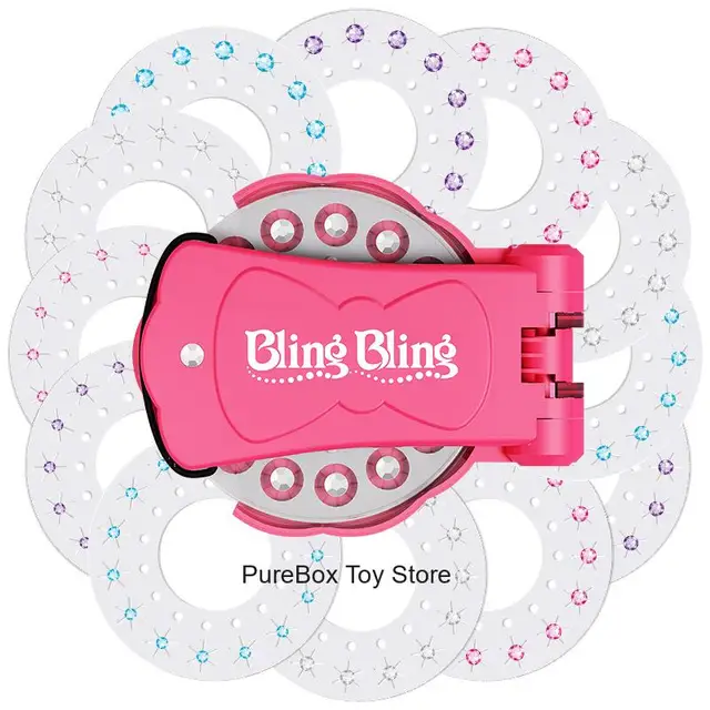 360/180 Bling Bling Gem Stamper for Hair Gems Blinger Toys for Girls Kids Makeup Tool Hair Crystal Diamond Sticker Deluxe Kit 6