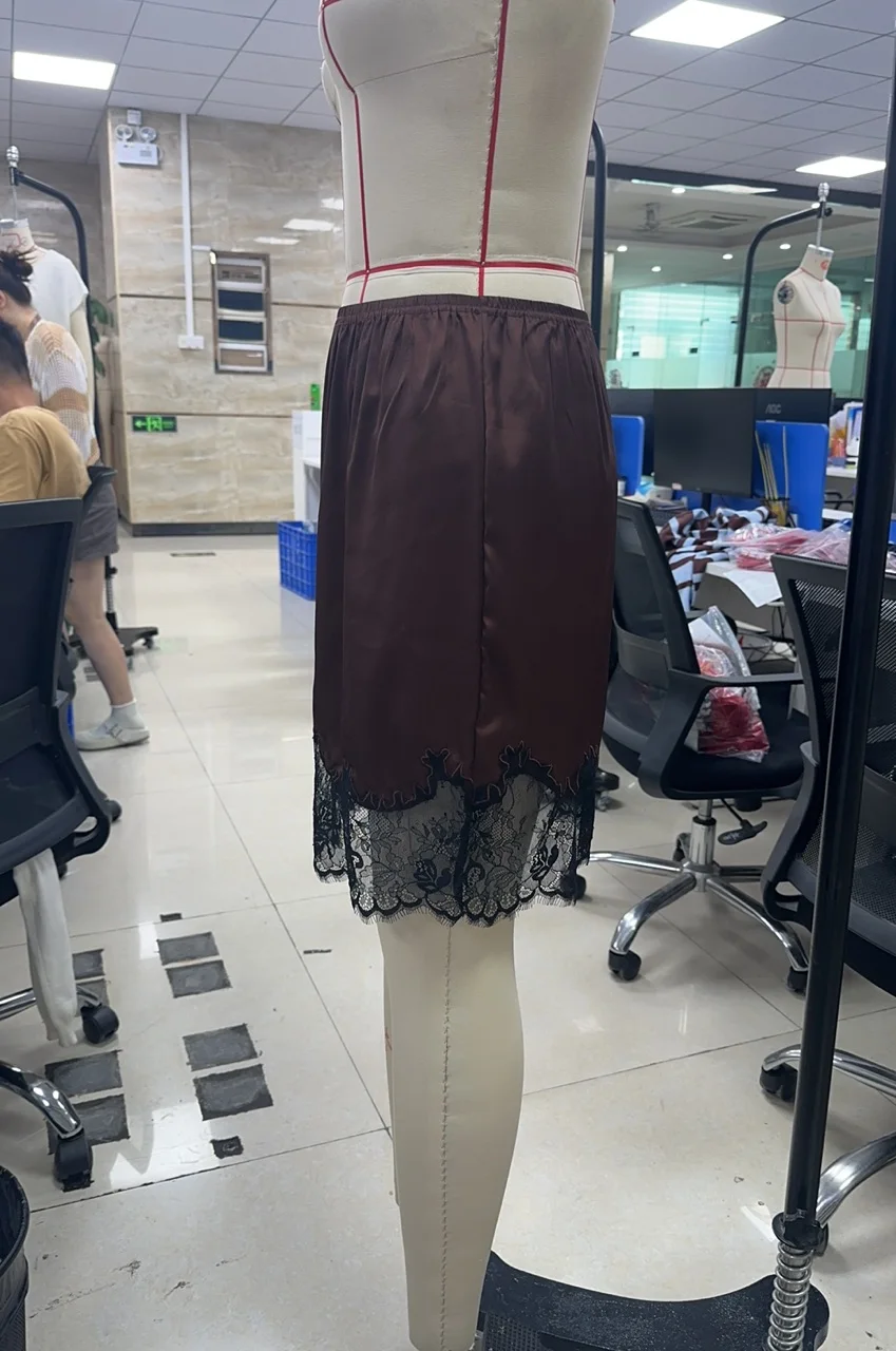 Lace Trimmed Mini Skirt for Women Low Rise Satin Skirt Casual Summer Streetwear Skirts - Image 4