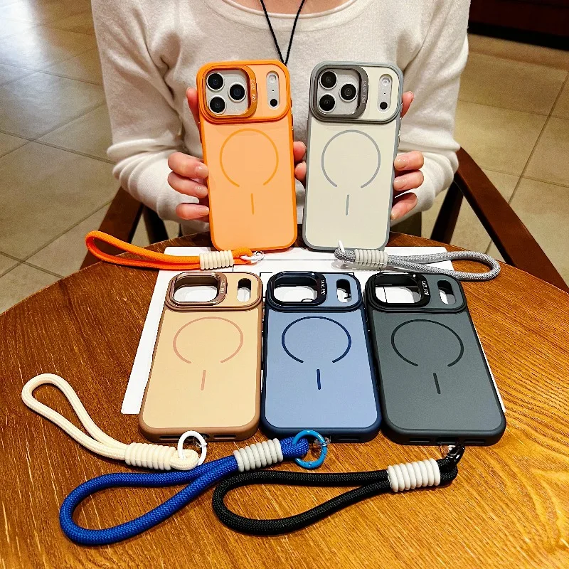 Luxury Fashion Lanyard with Metal Camera Stand & Magnetic Phone Case