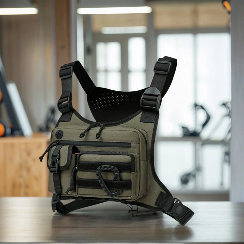 Outdoor Cycling Chest Bag Large Capacity Multifunctional Vest Chest Bag Adjustable Strap Nylon Hunt Vest Bag Work Backpack