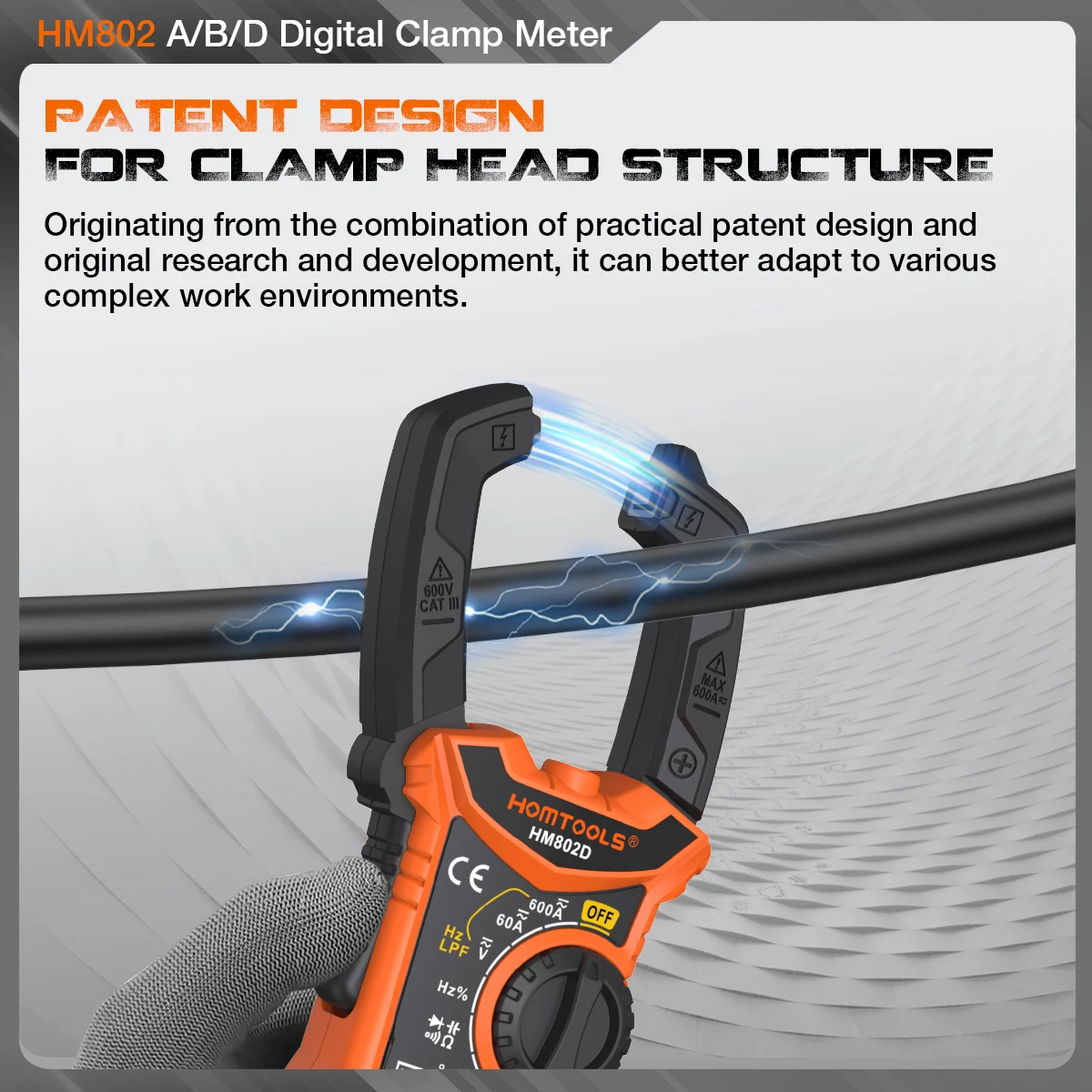 HOMTOOLS HM802 Clamp Meter Digital Multimeter AC/DC Current