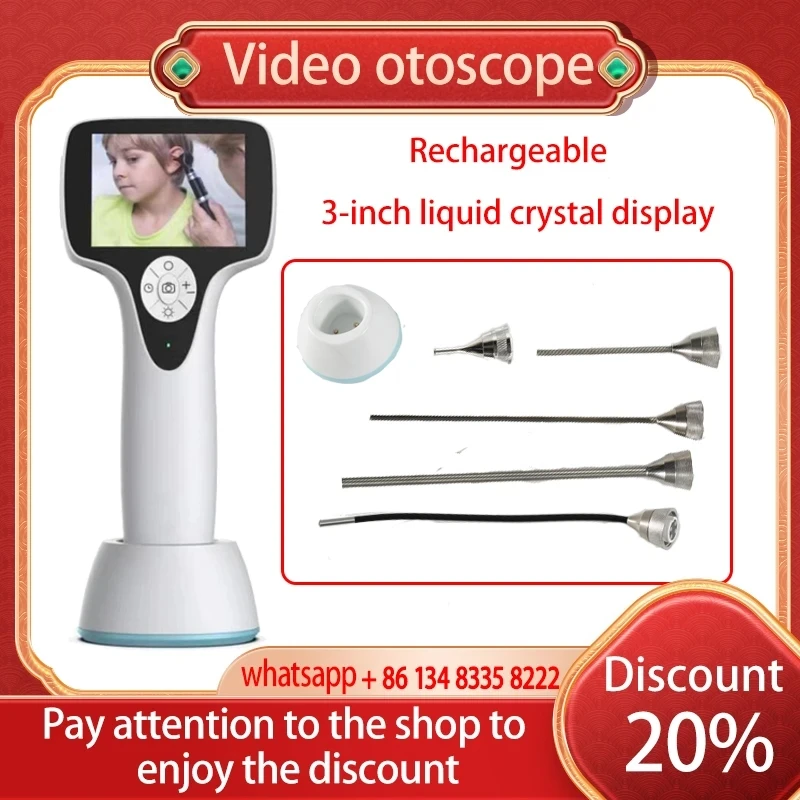 

3-inch visual multi-parameter endoscopic otoscope nose-laryngoscope is rechargeable in 3 in 1