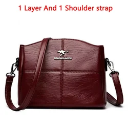 Elegant Women's Soft Leather Shoulder Crossbody Handbag - 2024 New Fashion Print (1 Layer Burgundy)