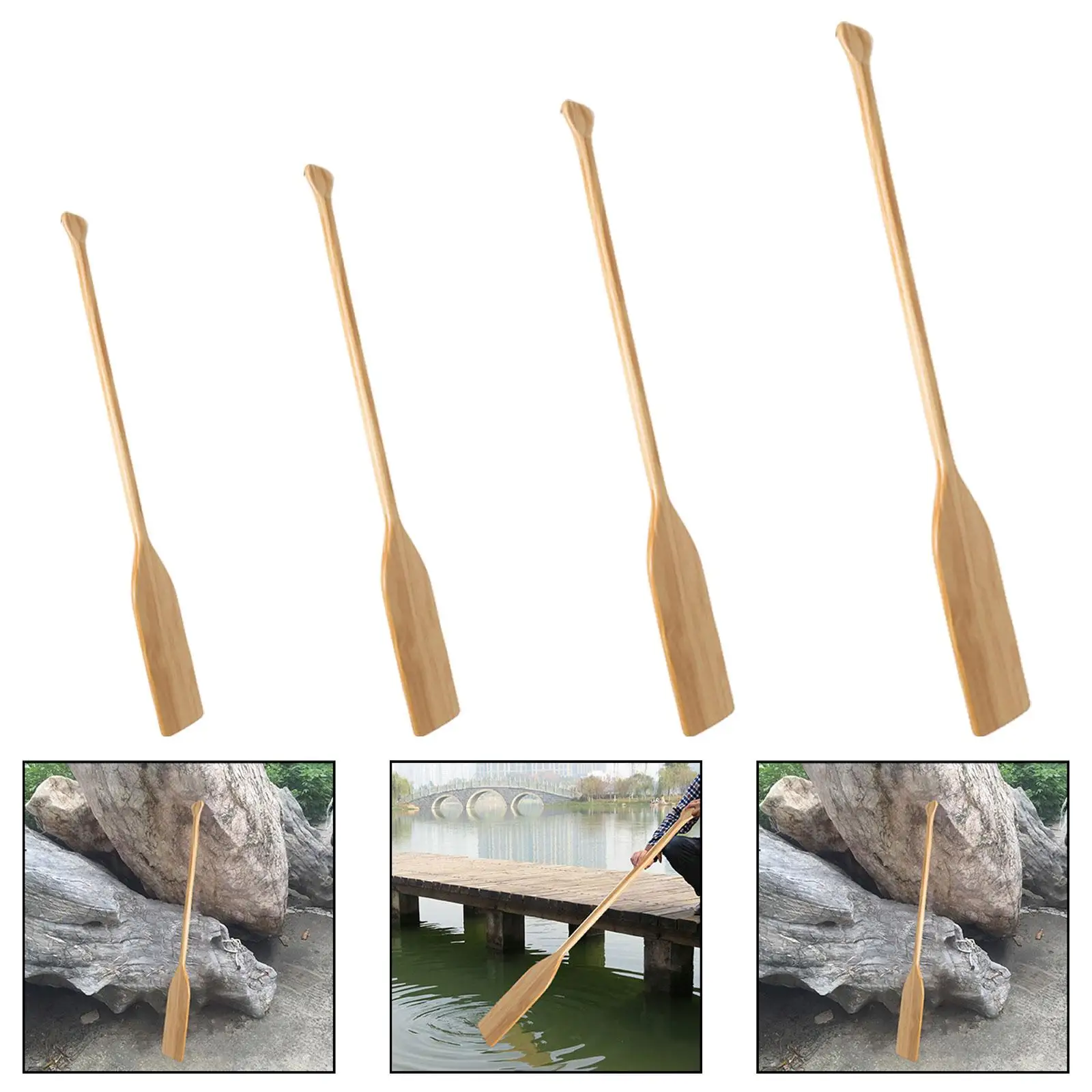 Floating Wood Boat Paddle Durable Canoe Oar T Grip Anti Scratch Edge Lightweight Paddle for Kayak Training and Recreational Use