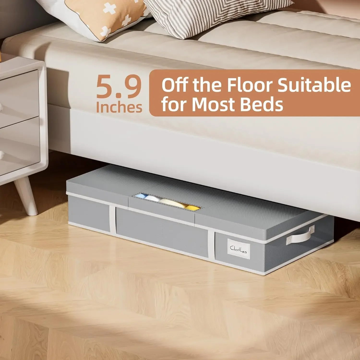 Foldable Under Bed Storage Bins with Lid, Under Bed Shoe Storage with Clear Window & PU Leather 5