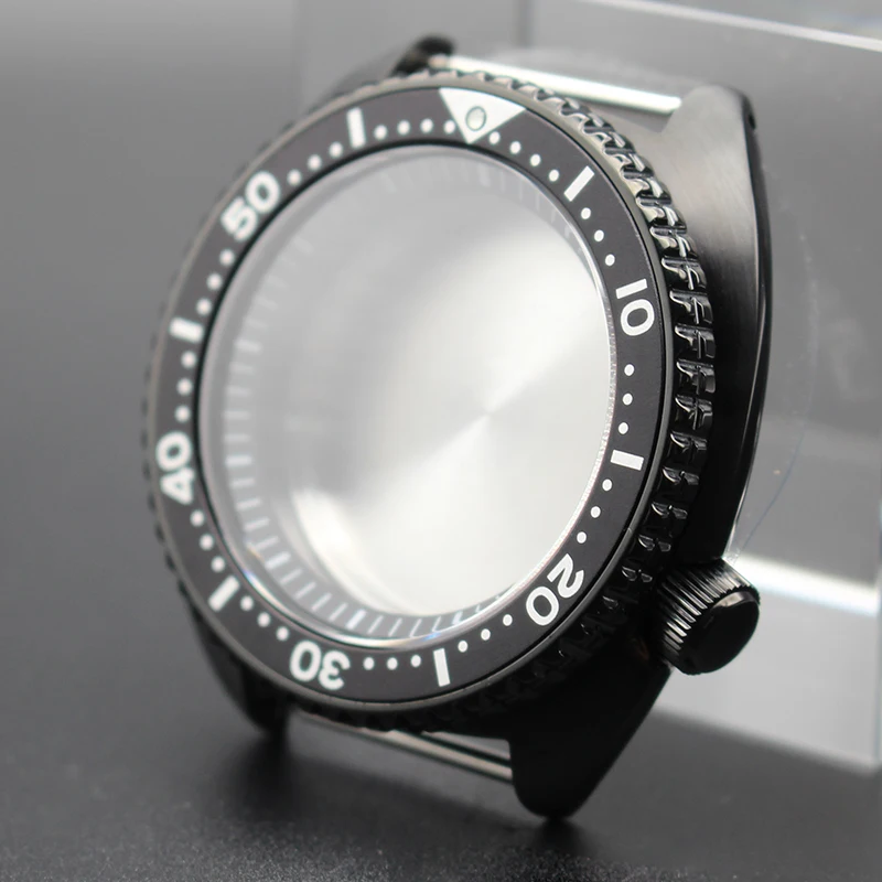 45mm schwarzes Taucheruhrengehäuse für Mod Turtle Abalone NH35 NH36 NH34 Uhrwerk für 22mm Armband Uhrengehäuse Saphirglas wasserdicht – Detail 5