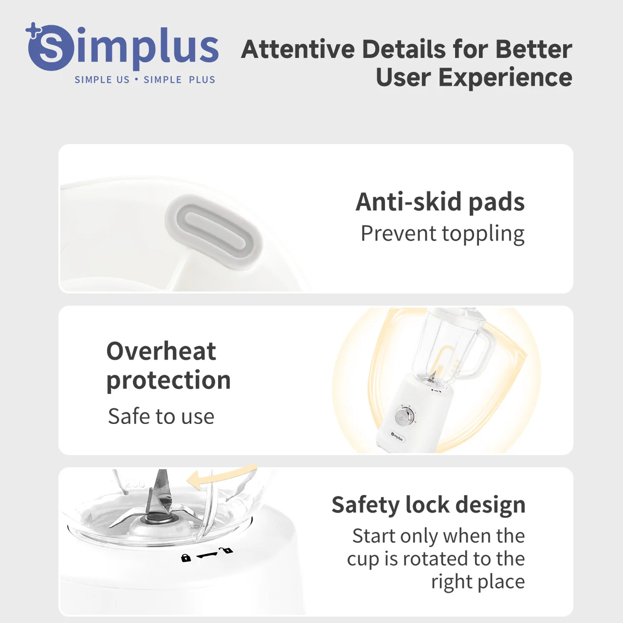 Simplus 1.25L Multi-function Food Processor Blender 3 Blending Modes 3 Interchangeable Cups Travel Cup Mason Cup, Juicer blender 6