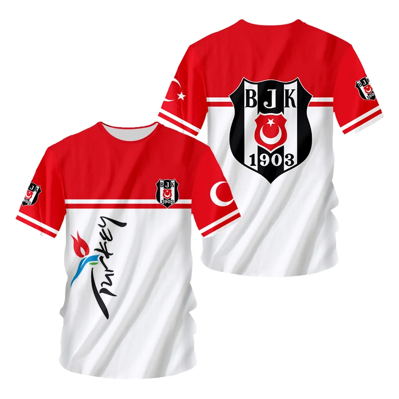 Turkey Besiktas Istanbul Football T Shirt 3D Print Summer Y2k Graphic T Shirts Oversized Womens T Shirt Harajuku NEW Promo Tees