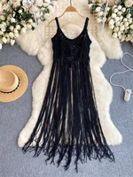 SINGREINY Retro Knitted Camis Bohemian Vacation Beach style Summer Tank 2024 New Women Strap Sleeveless Long Tassel Tops - Image 2