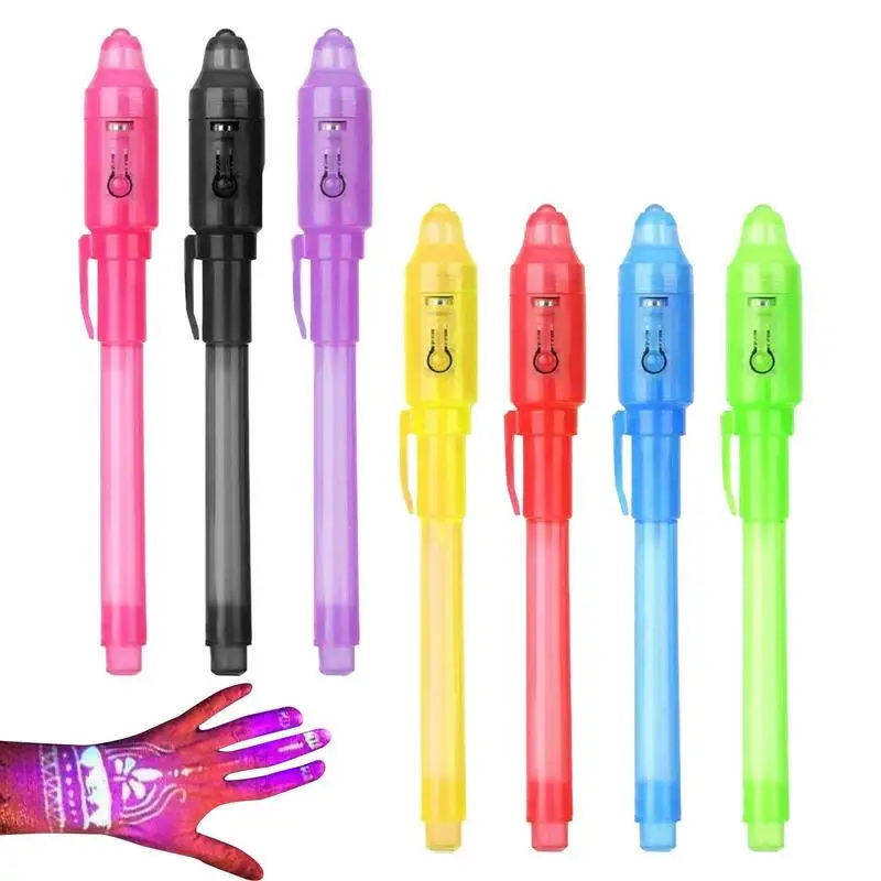 

Invisible Ink Pen 7Pcs Spy Pen With UV Light Magic Marker For Secret Message Treasure Box Prizes Kids Party Favors Toys Gift