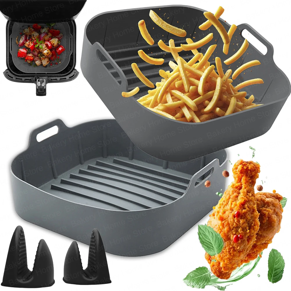 Air Fryer Silicone Basket with Oven Gloves,for Philips COSORI Ninja Tefal Princess Air Fryer,Non-Stick Reusable Baking Accessory,air fryer accessories,air fryer basket