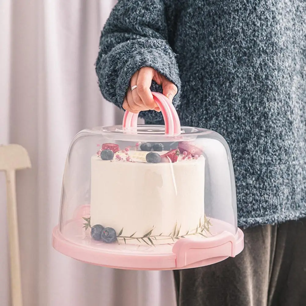 Cake Case Round Cake Box Plastic Long Lasting Good Fresh Keeping Container