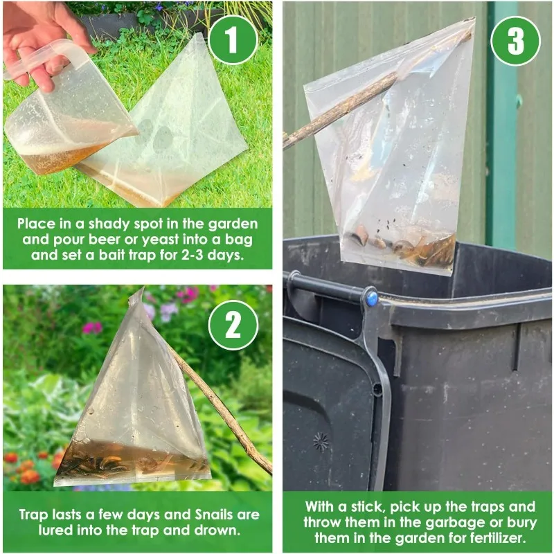 Effective and Transparent Pest Management, with the 20pcs per pack Snail Slug Trap Bag for Your Garden Vegetable Plot