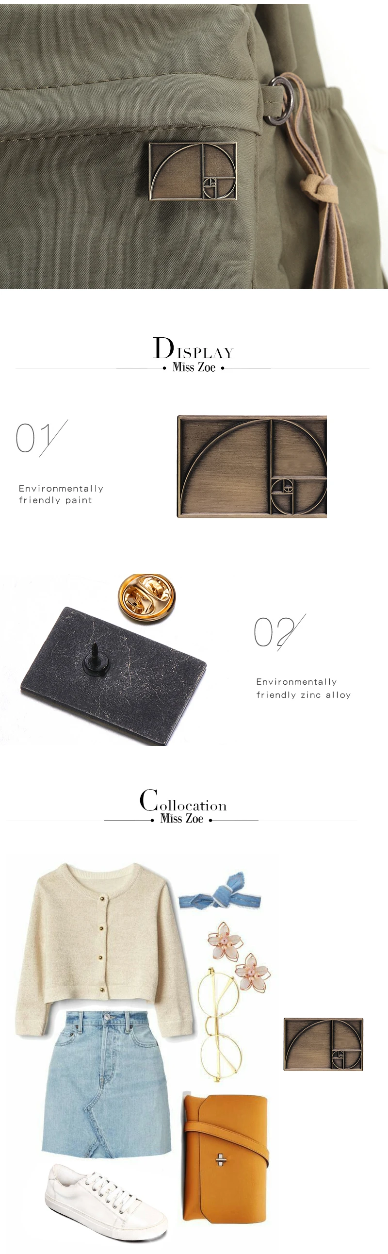 Goldene Verhältnis Emaille Pins benutzer definierte goldene quadratische Fibonacci Broschen Revers Abzeichen Kunst lustige Schmuck Geschenk für Freunde – Detail 3