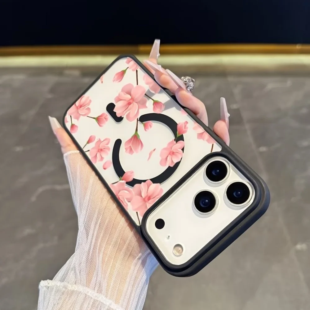 Pink Floral Pattern Magsafe Phone Case Cover