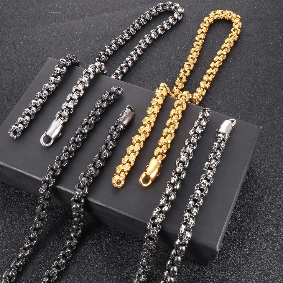 Collana Uomo Teschio E Croce – Stile Punk Gotico Vichingo – Acciaio Inox 61 Cm Oidea - 2