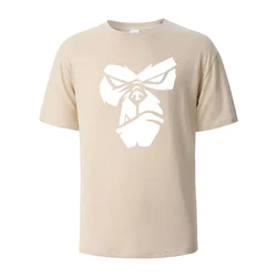 Unisex Oversized Gorilla Graphic Cotton Tee - Casual Summer O - Neck Short Sleeve - XXXL (Beige)