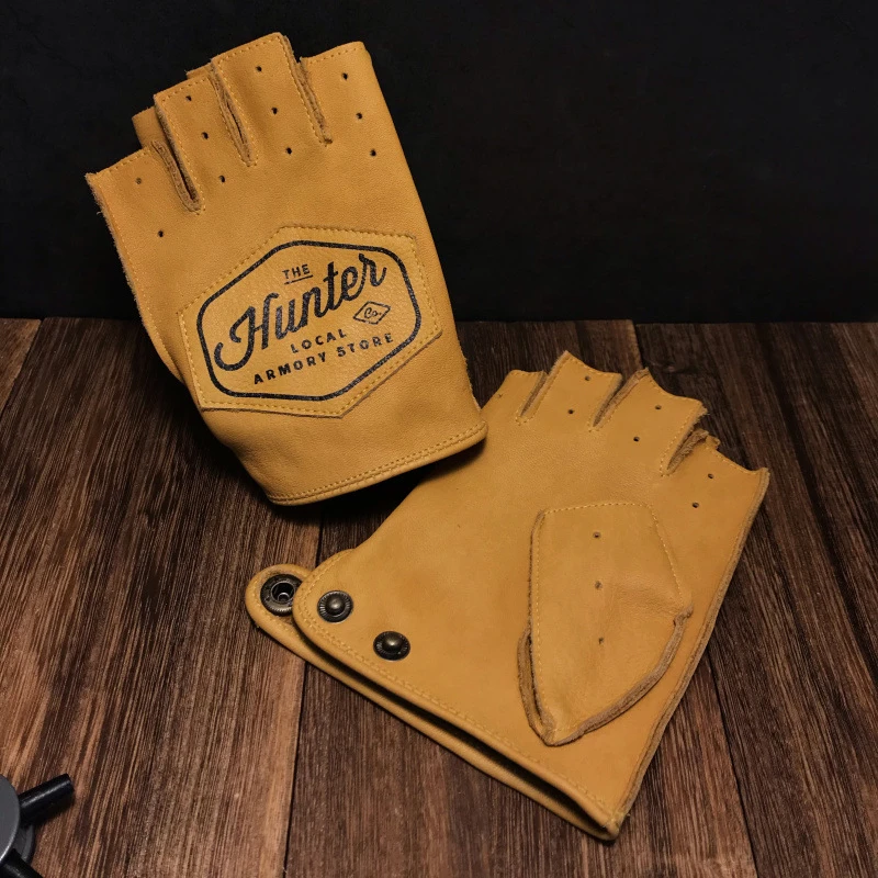 Retro Limelight Leather Sports Gloves Motorcycle Outdoor Riding Full-finger and Half-finger Non-slip Wear-resistant