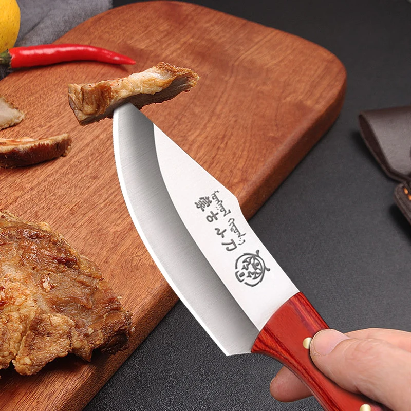 Meat Cleaver Kitchen Knife Boning Knife Meat Cleaver Stainless Steel Kitchen Mongolian Hand Meat Knife Roasted Whole Lamb Steak Fruit with Cover