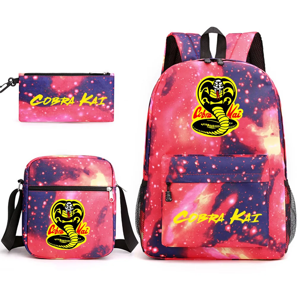 3Pcs/set Cobra Kai Bcakpacks Cartoon Children Boys Girls School Bags Lightweight Students Waterproof Capacity Mochilas children backpack students backpack children bag