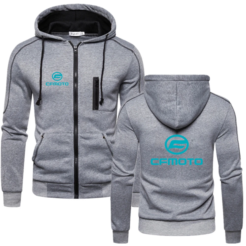 2023 Spring Autumn Cfmoto Logo Print Fashion Solid Color Zipper Hoodies Men Loose Casual Sports Cardigan High Quality Sweatshirt